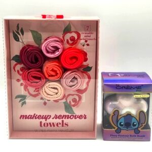 THE CREME SHOP NWT Bath Bomb & NWT Makeup Remover Towels Stitch & Roses